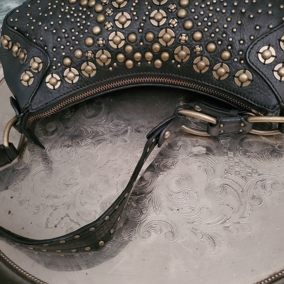 Cole Haan purse black stud leather Harley Davidson - Picture 3 of 17